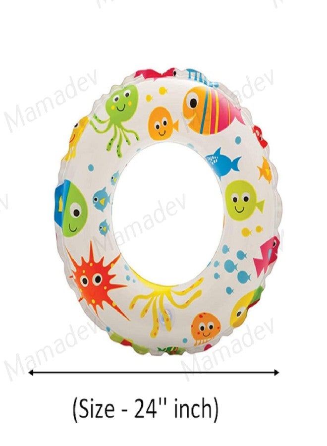 JD PRO Pool Party Swimming Ring Kids Swimming Learing Ring for Girls and Boys Swimming Swim Tube (6-10Year) (Size - 24''inch) (Multi Color) (1 PIS) - Image 4